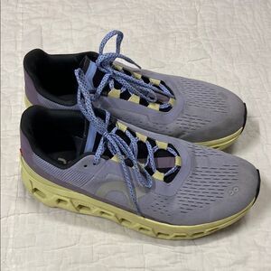 On Running CloudMonster Yellow and Purple Running Shoes size 10.5